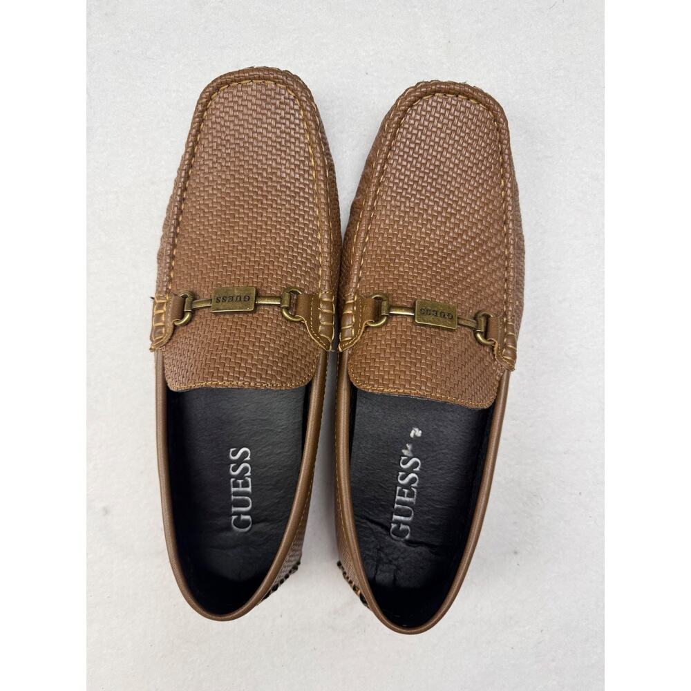 GUESS Loafers Womens 8.5 Brown Woven Driving Slip On Bit Detail Moccasin Casual
